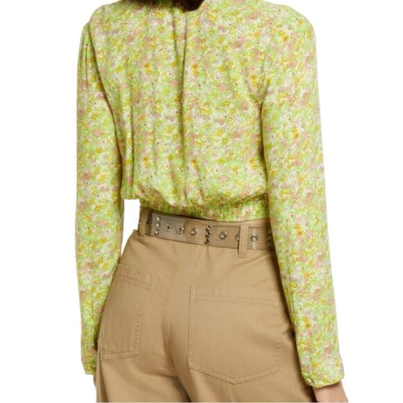 Nordstrom BP Green Hannah Kate Surplice V-Neck Crop Top Small NWT - Picture 3 of 15